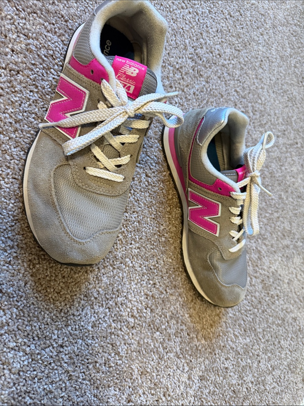 New Balance Women Gray Sneakers with Pink Accents